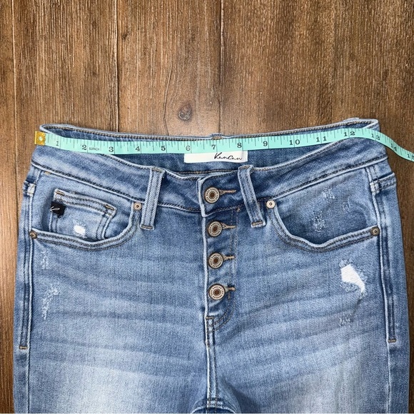 KanCan Light Blue Flare Jeans Distressed Button Fly Boho - Picture 4 of 12